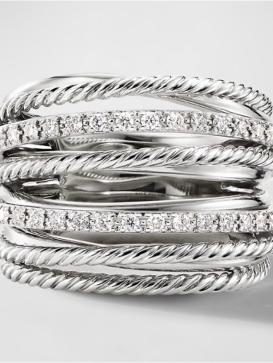 David Yurman Jewelry - David Yurman
Crossover Wide Ring with Diamonds and Silver, 18mm